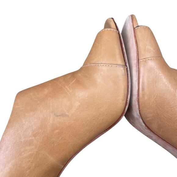 Coach Nude Leather Cutout Open Toe Heels Size 5.5B – Classic Stiletto Pumps - Picture 7 of 16